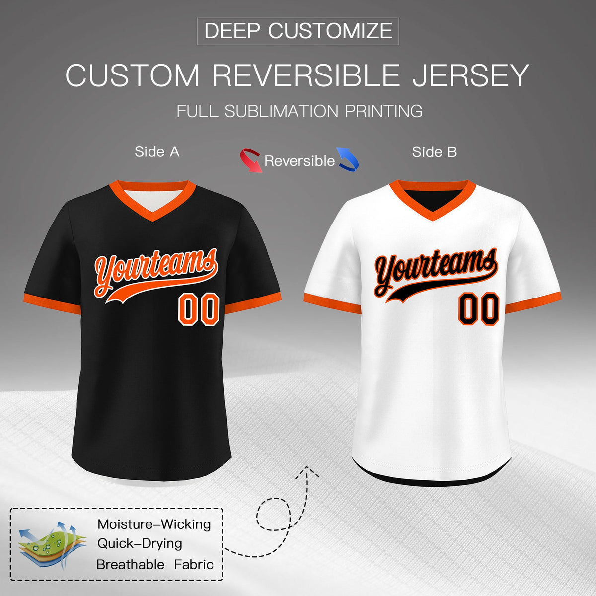 Custom Black White Reversible Classic Style Lightweight Baseball Jersey| KXKSHOP