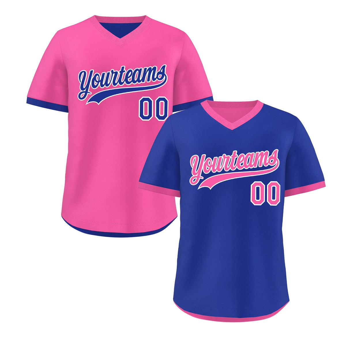 Custom Pink Royal Blue Reversible Classic Style Quick Dry Baseball Jersey| KXKSHOP