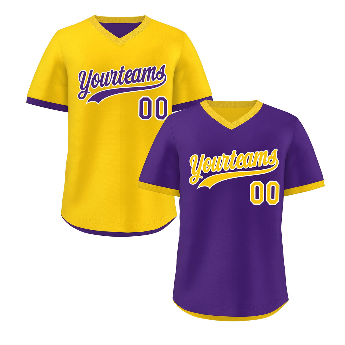 Custom Purple Gold Reversible Classic Style Breathable Baseball Jersey| KXKSHOP