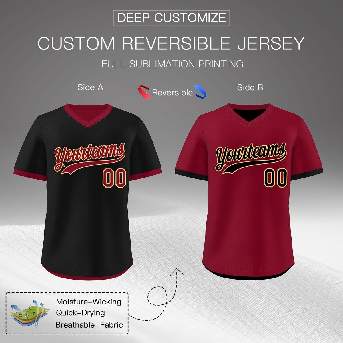 Custom Crimson Khaki Reversible Classic Style Lightweight Baseball Jersey| KXKSHOP