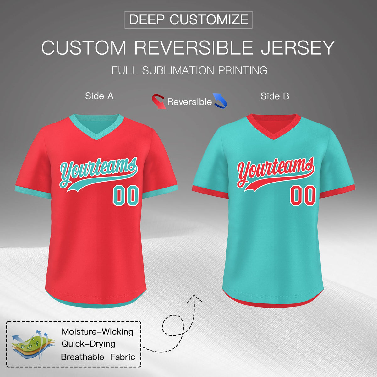 Custom Teal Neon Green Reversible Classic Style Lightweight Baseball Jersey| KXKSHOP