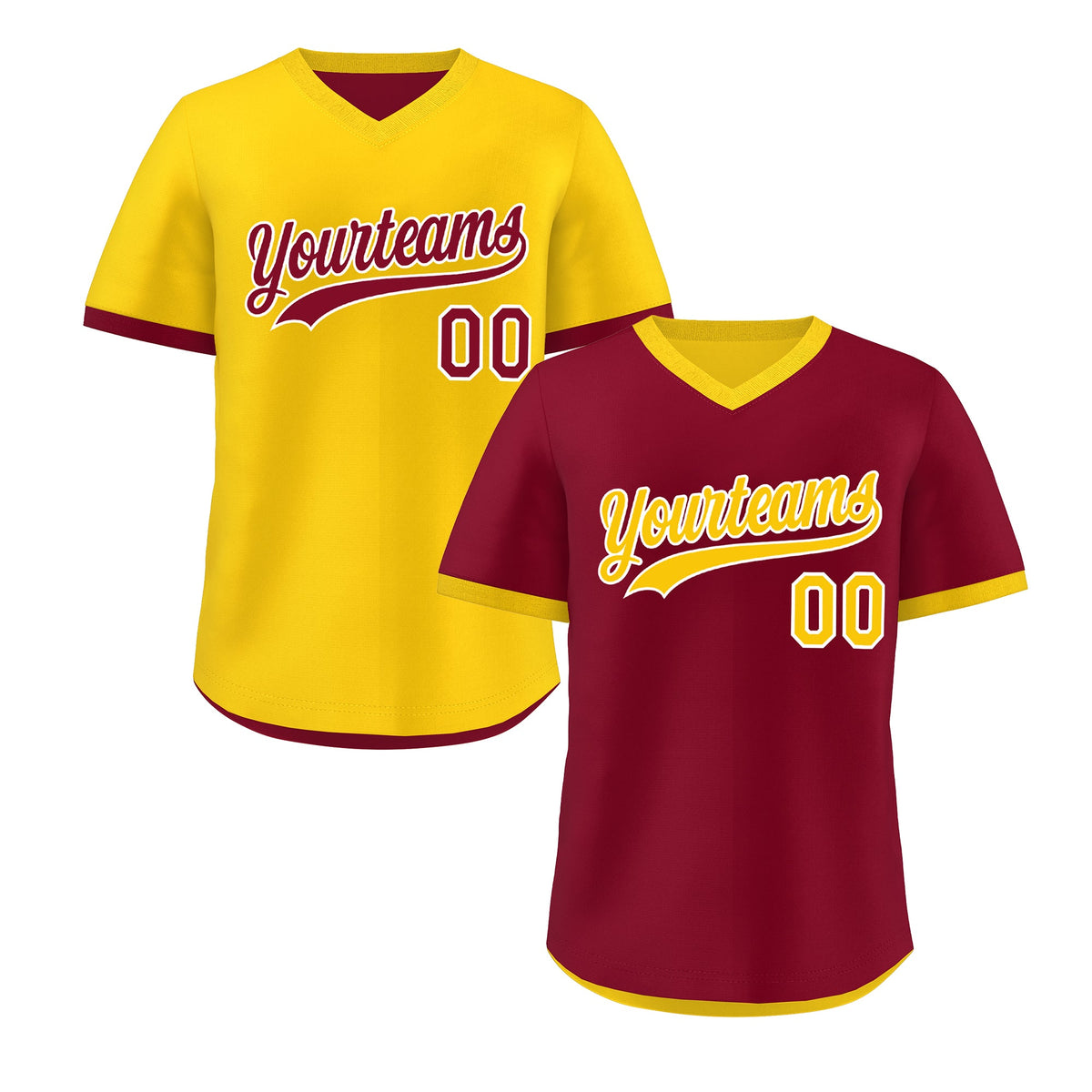 Custom Gold Red Reversible Classic Style Breathable Baseball Jersey| KXKSHOP