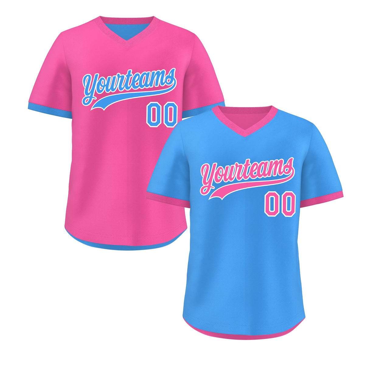 Custom Pink Powder Blue Reversible Classic Style Breathable Baseball Jersey| KXKSHOP