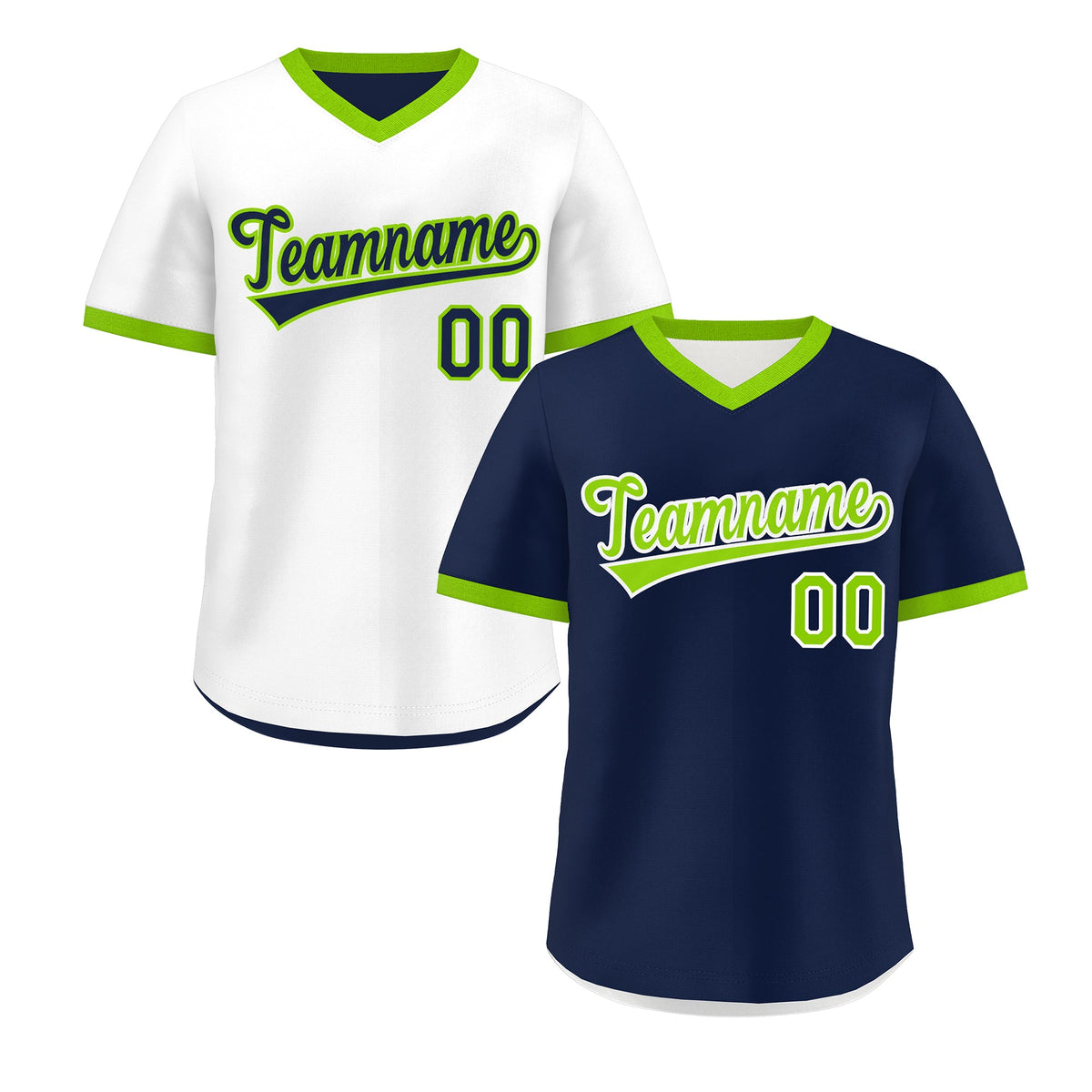 Custom White Navy Neon Green Reversible Classic Style Quick Dry Baseball Jersey| KXKSHOP
