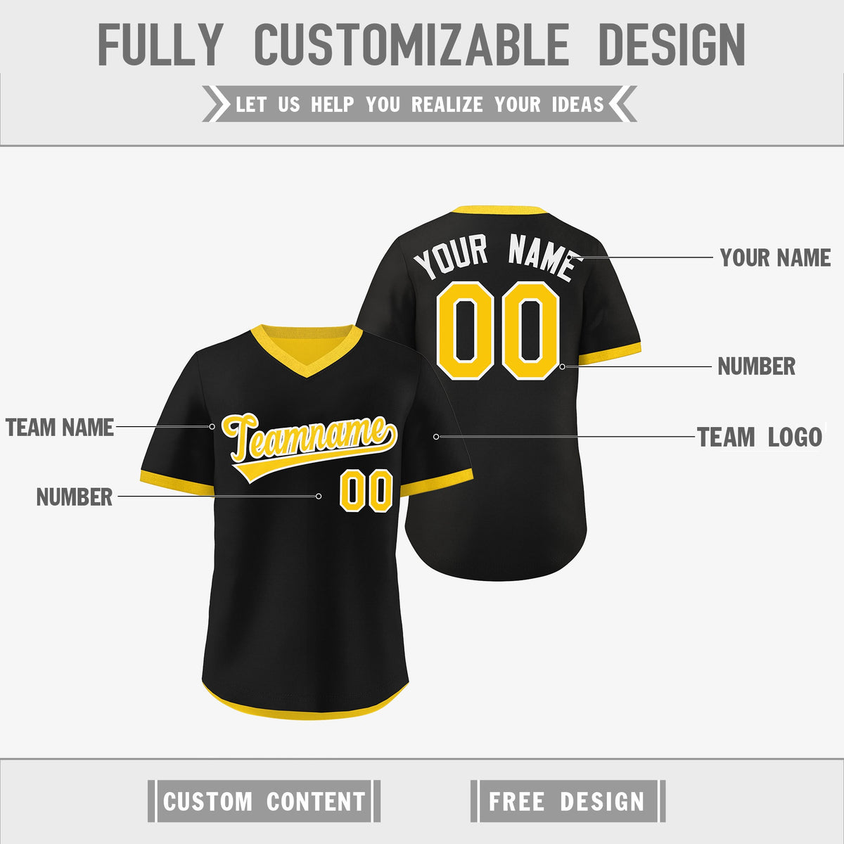 Custom Gold Black Reversible Classic Style Quick Dry Baseball Jersey| KXKSHOP