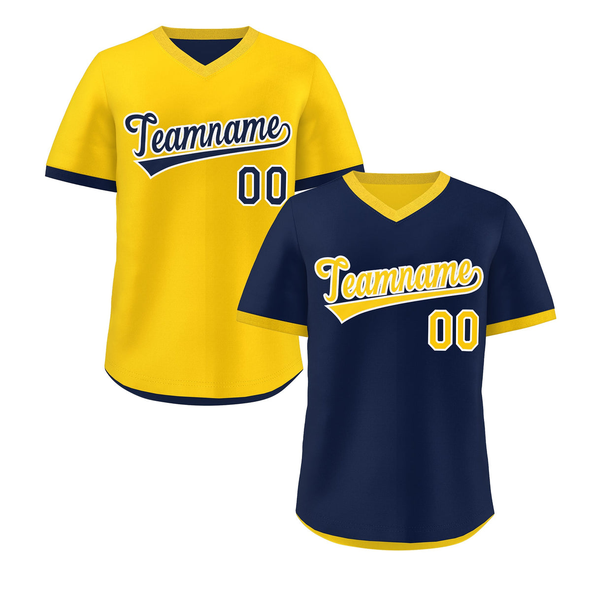 Custom Navy Gold White Reversible Classic Style Lightweight Baseball Jersey| KXKSHOP