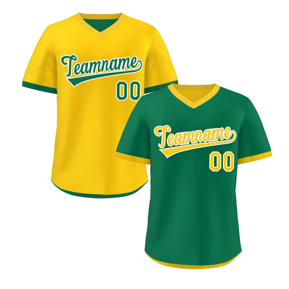 Custom Kelly Green Gold Reversible Classic Style Quick Dry Baseball Jersey| KXKSHOP