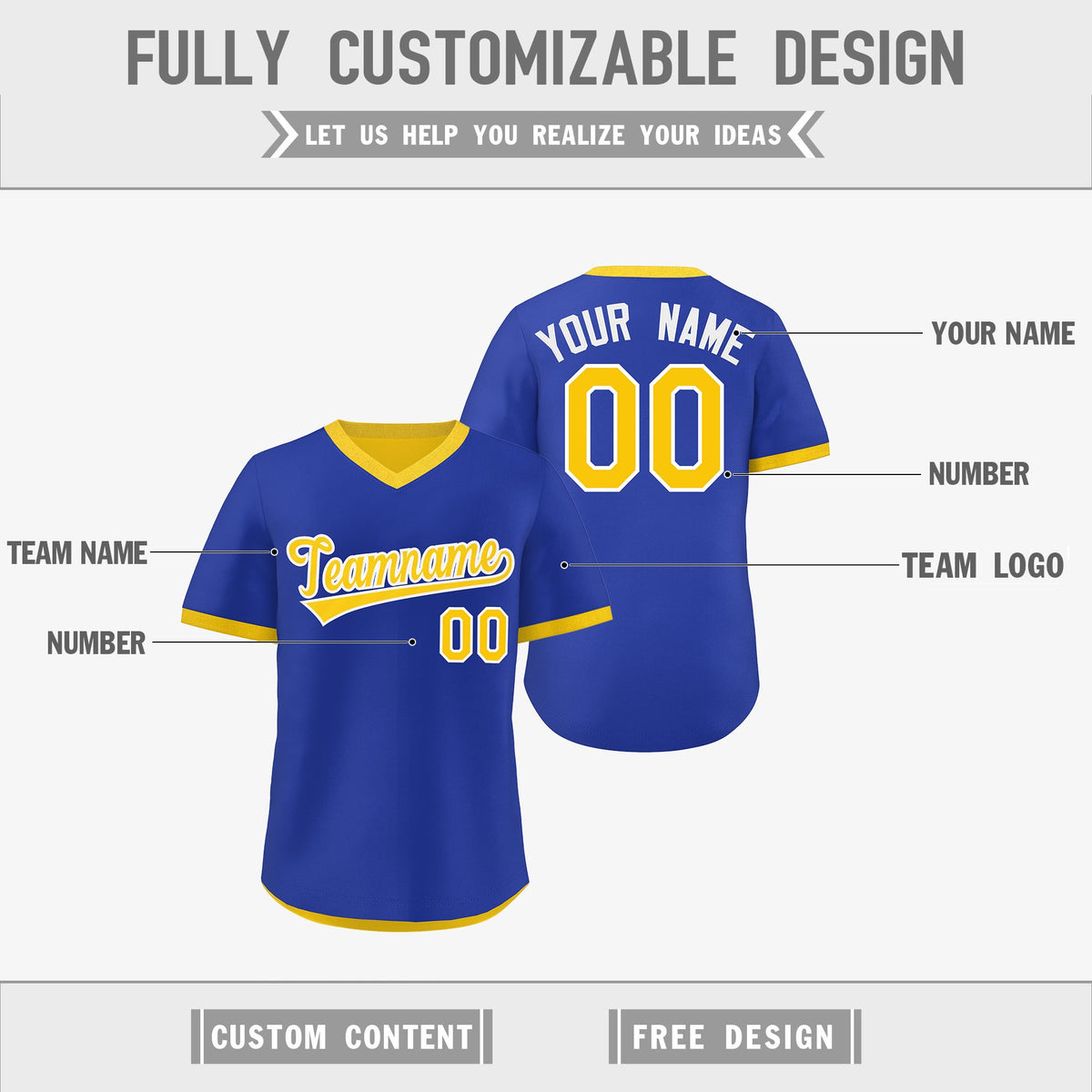 Custom Gold Royal Blue Reversible Classic Style Breathable Baseball Jersey| KXKSHOP