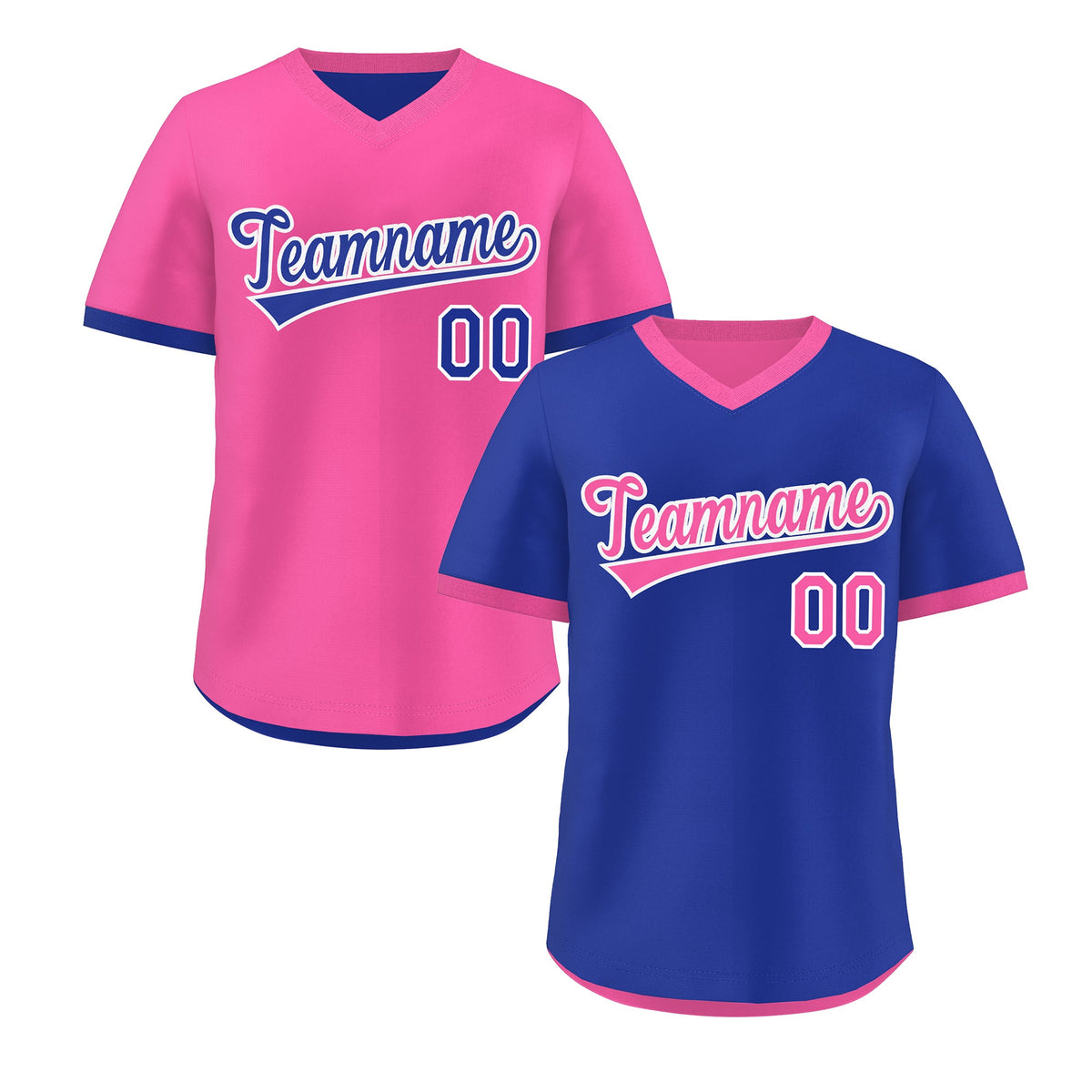 Custom Pink Royal Blue Reversible Classic Style Quick Dry Baseball Jersey| KXKSHOP