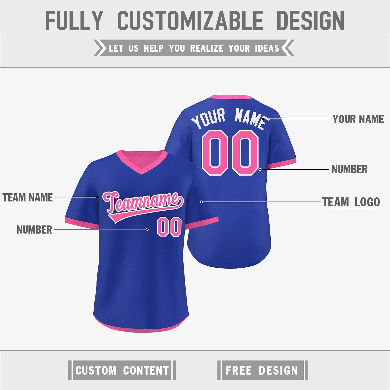 Custom Pink Royal Blue Reversible Classic Style Quick Dry Baseball Jersey| KXKSHOP