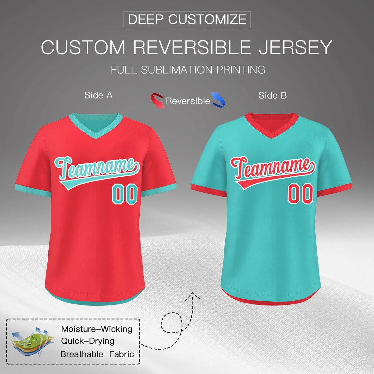 Custom Teal Neon Green Reversible Classic Style Lightweight Baseball Jersey| KXKSHOP