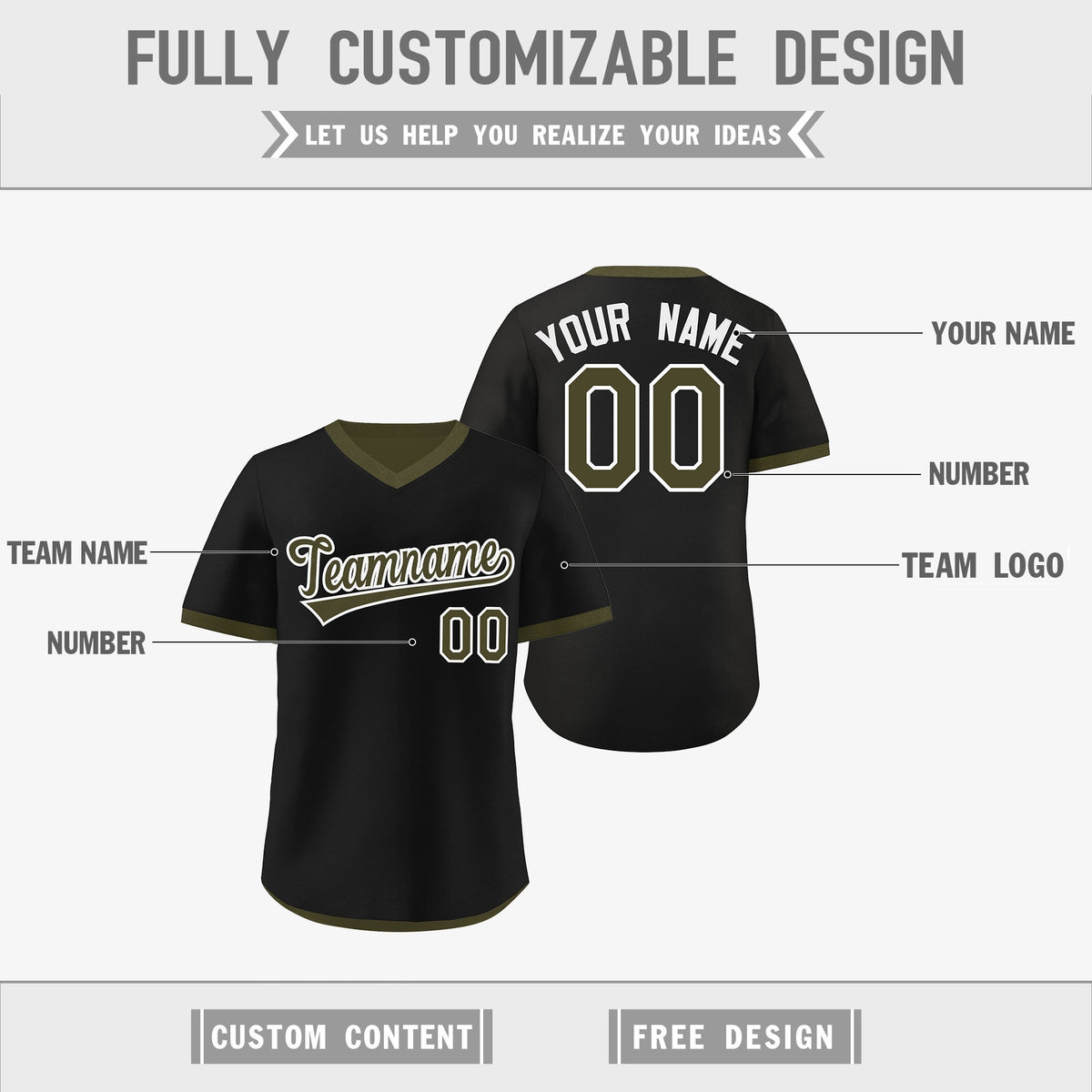 Custom Olive Black Reversible Classic Style Breathable Baseball Jersey| KXKSHOP