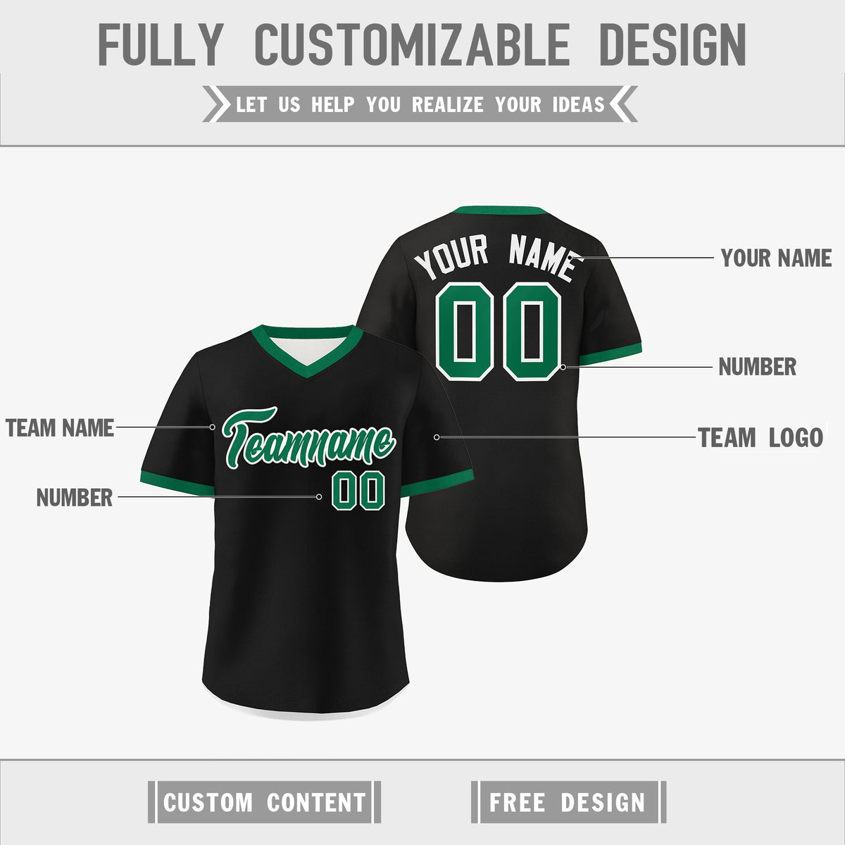 Custom White Black Kelly Green Reversible Classic Style Breathable Baseball Jersey| KXKSHOP