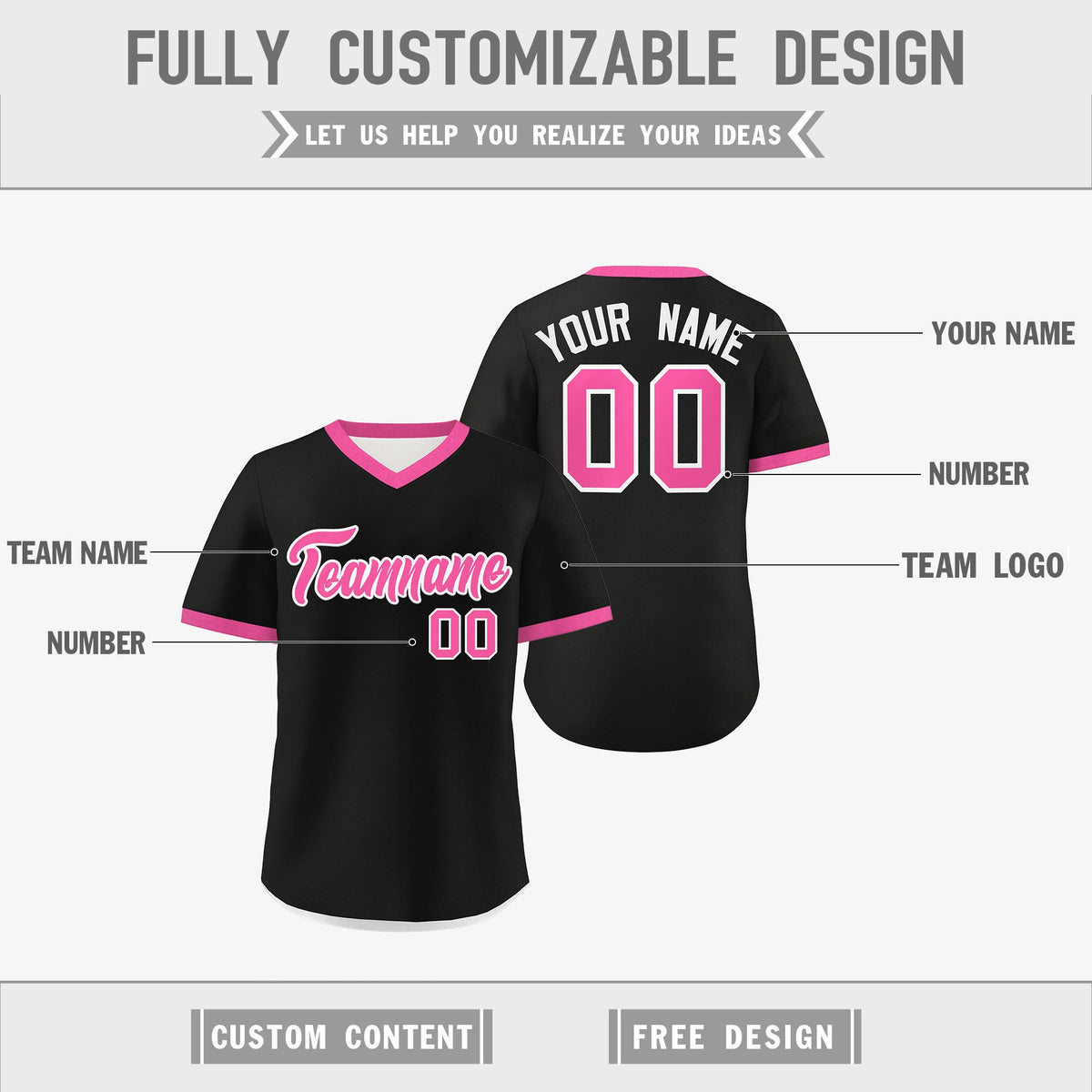 Custom White Black Pink Reversible Classic Style Breathable Baseball Jersey| KXKSHOP
