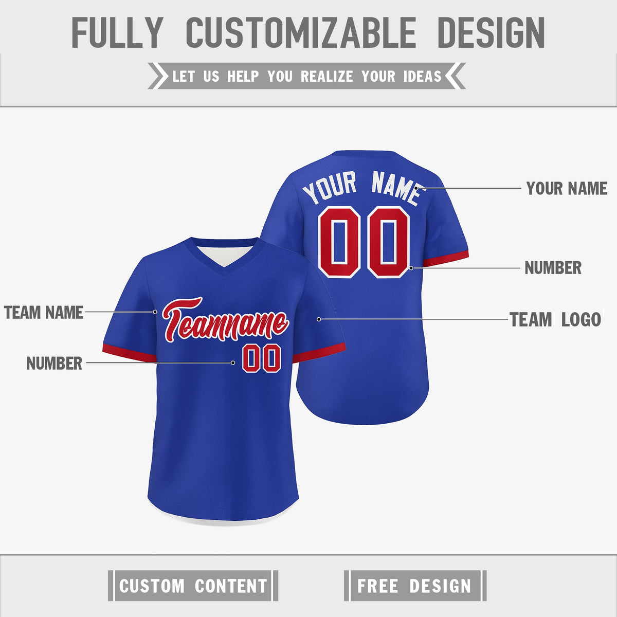 Custom Royal Blue White Red Reversible Classic Style Breathable Baseball Jersey| KXKSHOP