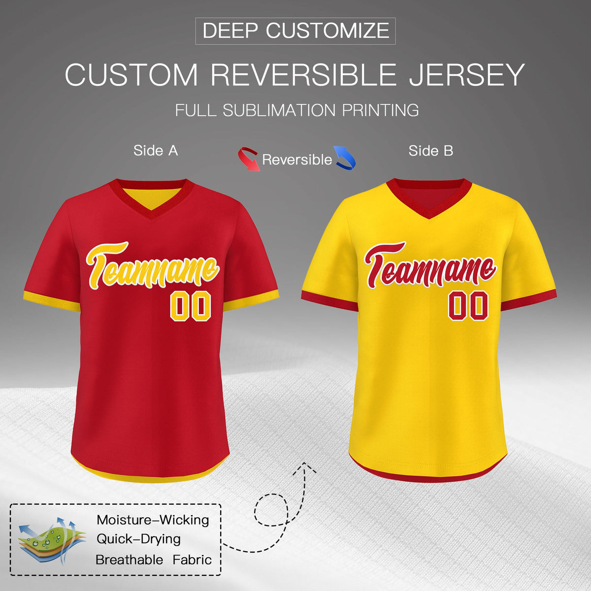 Custom Gold Red Reversible Classic Style Lightweight Baseball Jersey| KXKSHOP