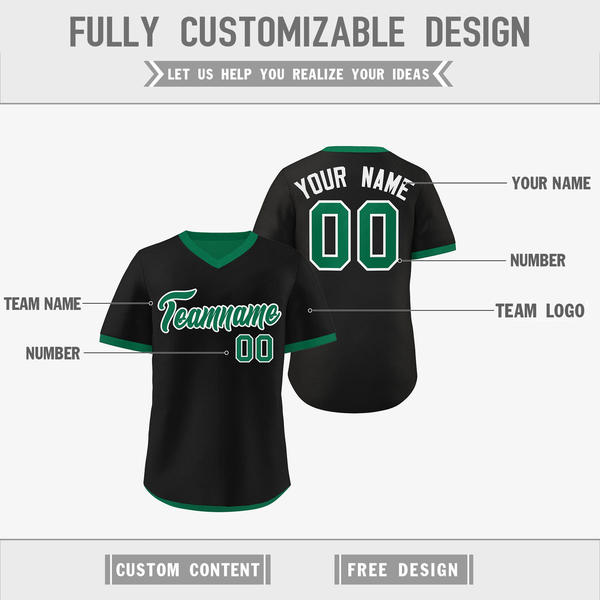 Custom Kelly Green Black Reversible Classic Style Lightweight Baseball Jersey| KXKSHOP