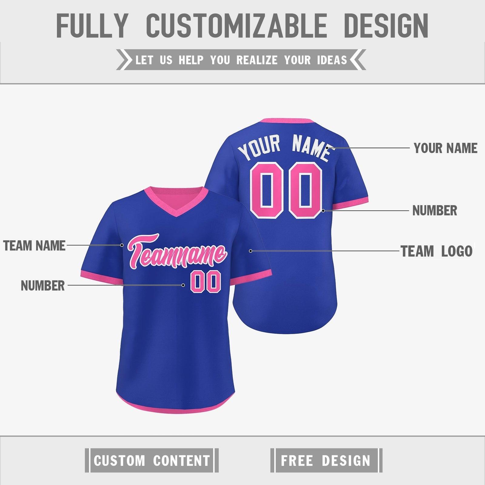 Custom Pink Royal Blue Reversible Classic Style Quick Dry Baseball Jersey| KXKSHOP
