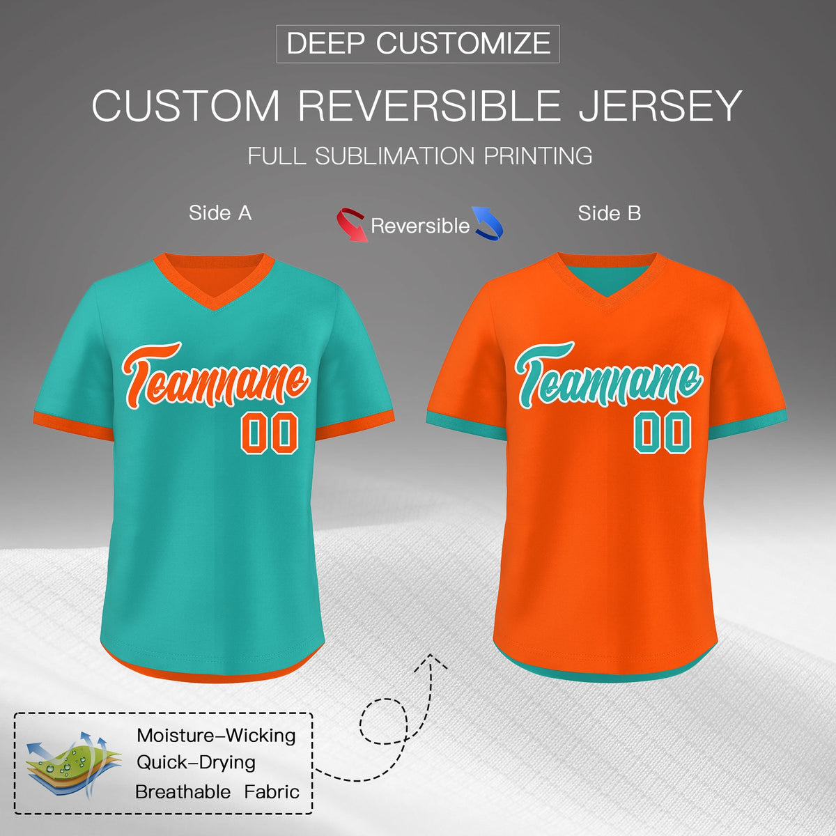 Custom Neon Green Orange Reversible Classic Style Breathable Baseball Jersey| KXKSHOP