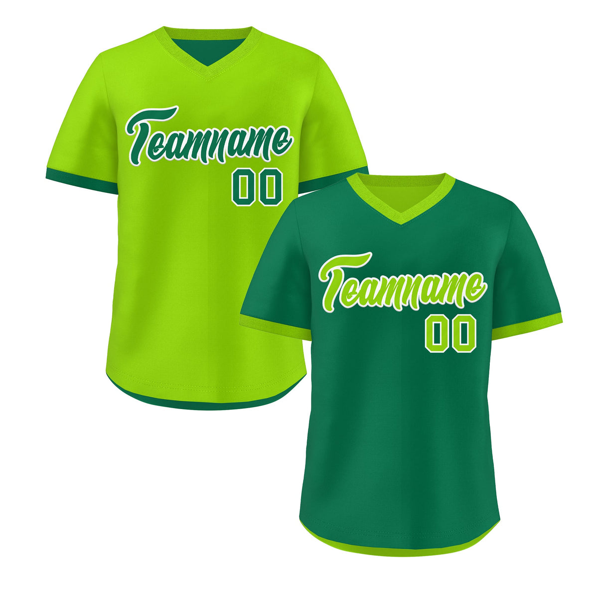 Custom Neon Green Kelly Green Reversible Classic Style Lightweight Baseball Jersey| KXKSHOP