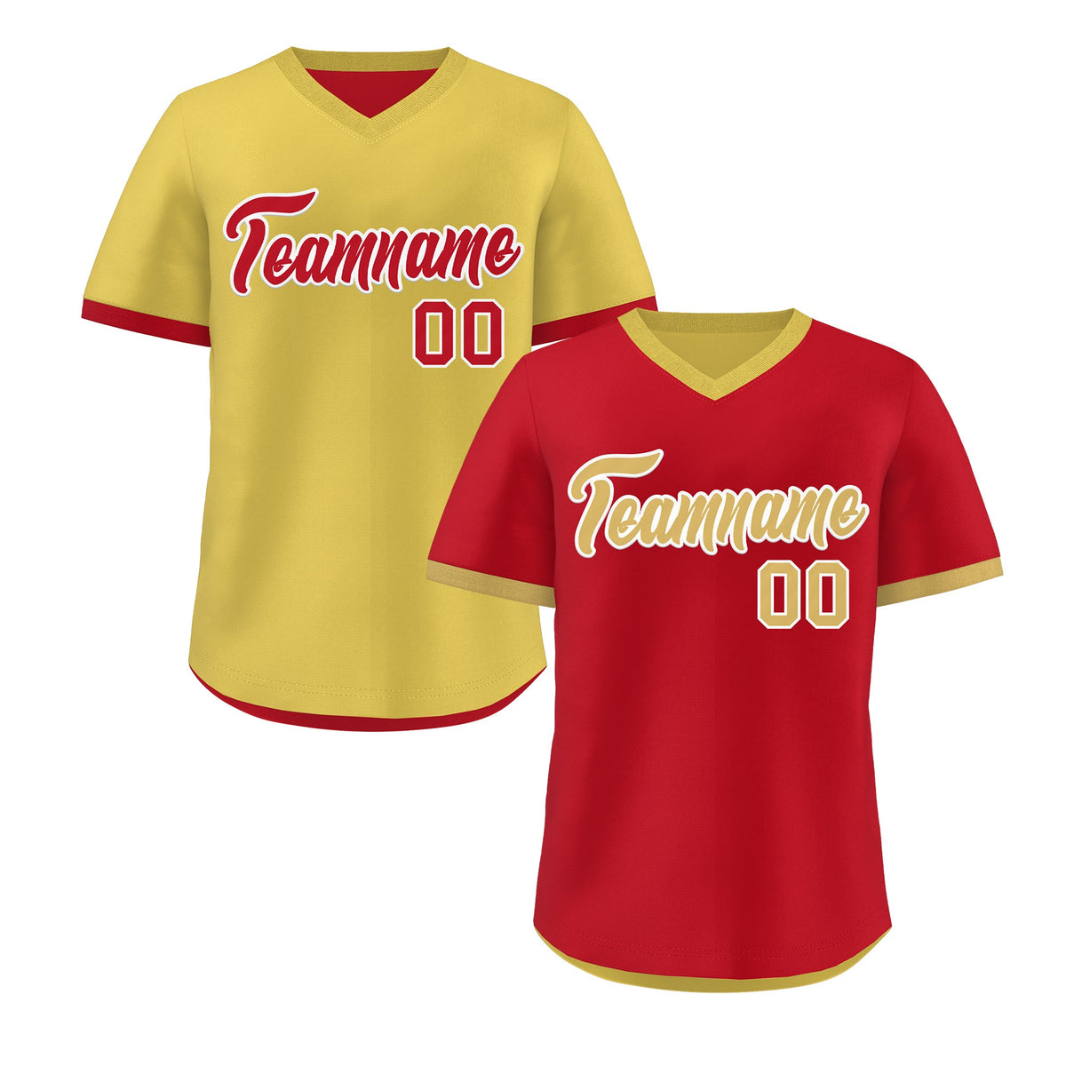 Custom Old Gold Red Reversible Classic Style Quick Dry Baseball Jersey| KXKSHOP
