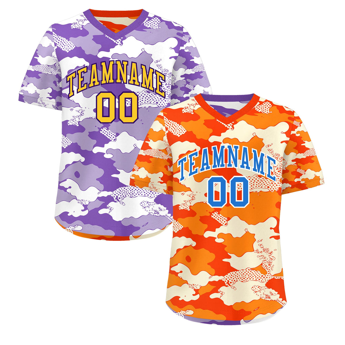 Custom Orange Purple Reversible Camo Breathable Baseball Jersey| KXKSHOP