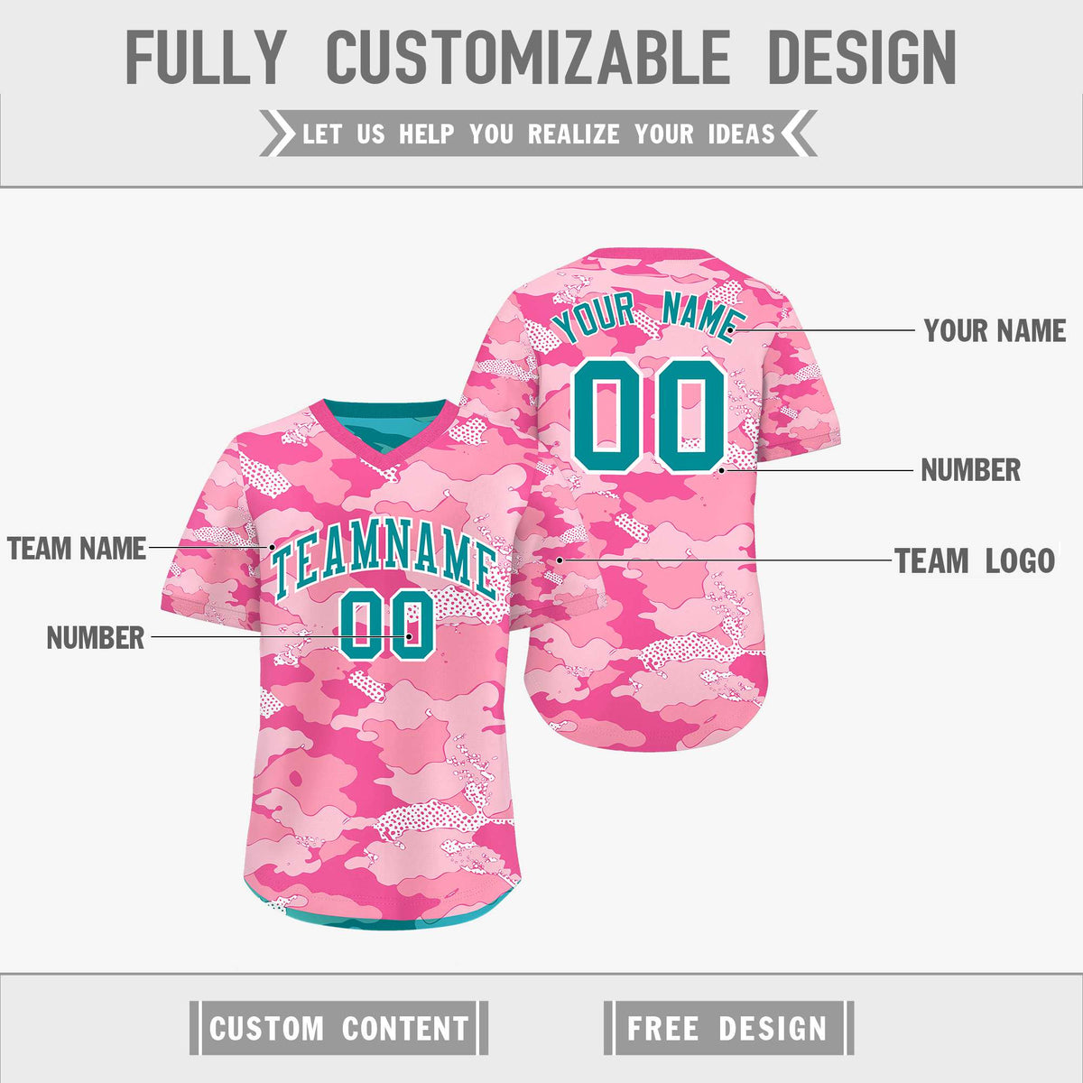 Custom Light Pink Pink White Reversible Camo Lightweight Baseball Jersey| KXKSHOP