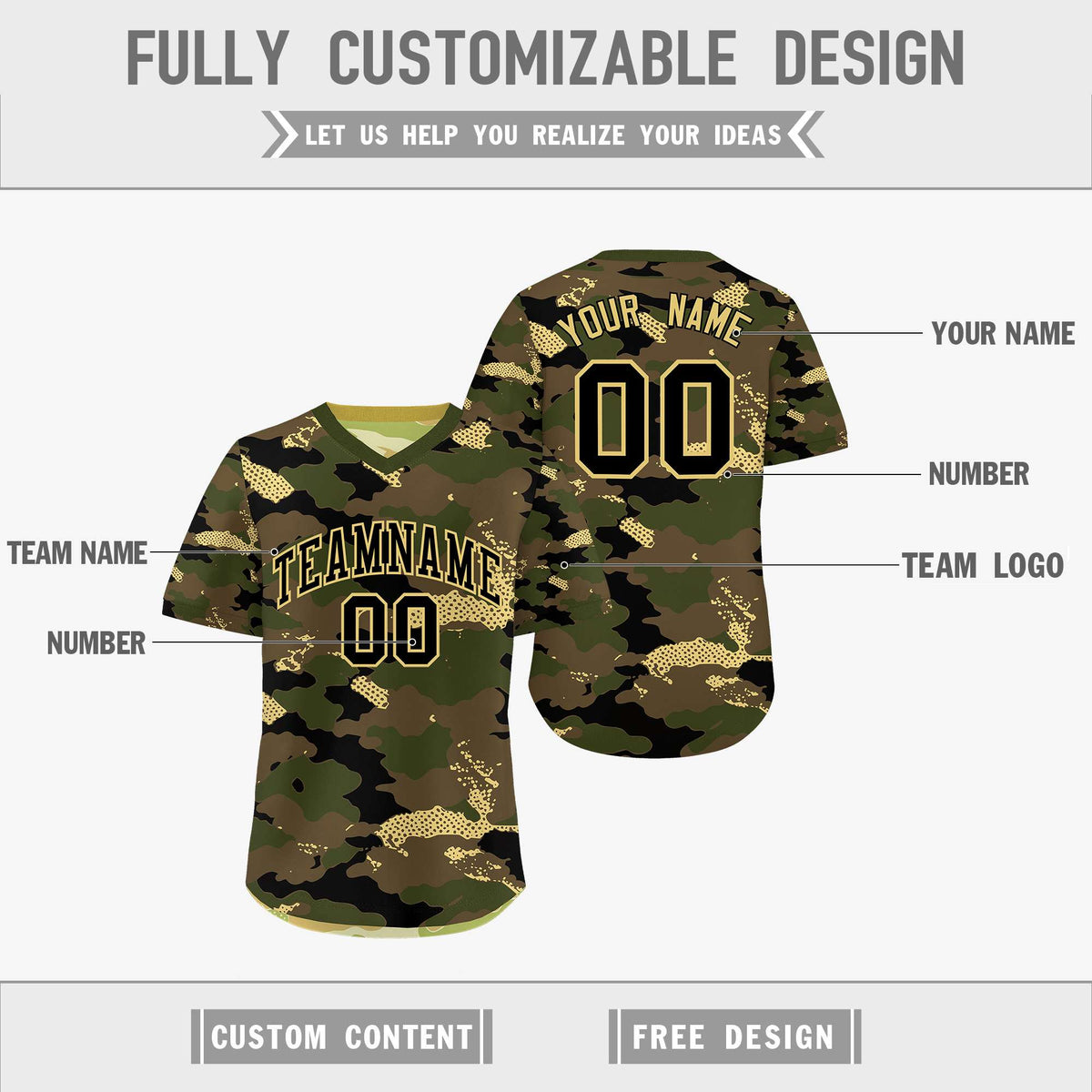 Custom Olive Light Brown Khaki Reversible Camo Lightweight Baseball Jersey| KXKSHOP