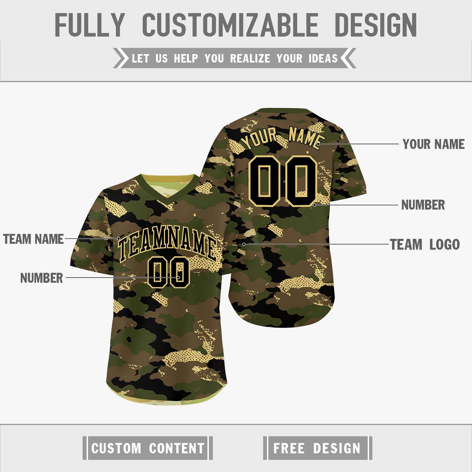 Custom Olive Light Brown Khaki Reversible Camo Lightweight Baseball Jersey| KXKSHOP