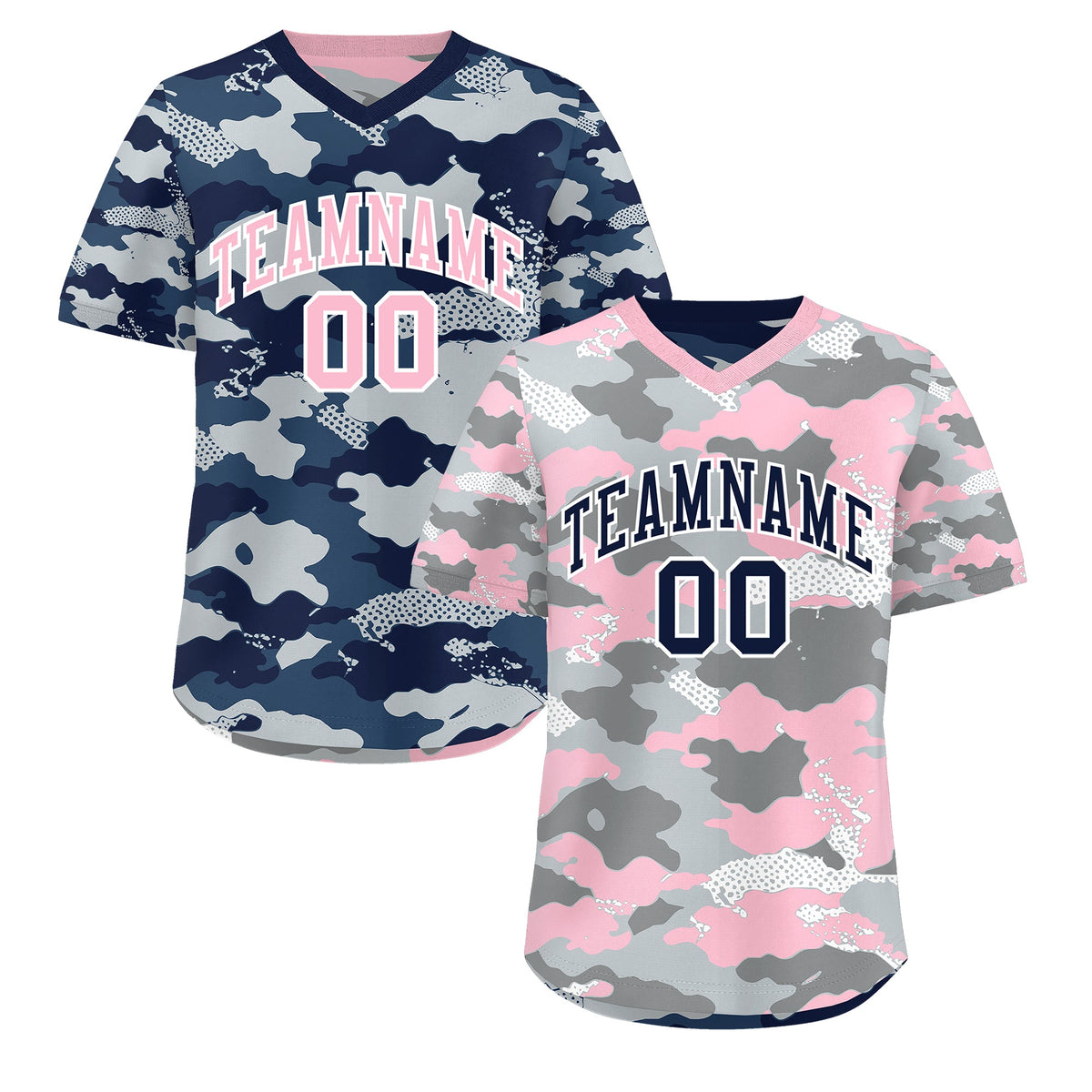 Custom Silver Gray Light Pink Reversible Camo Lightweight Baseball Jersey| KXKSHOP