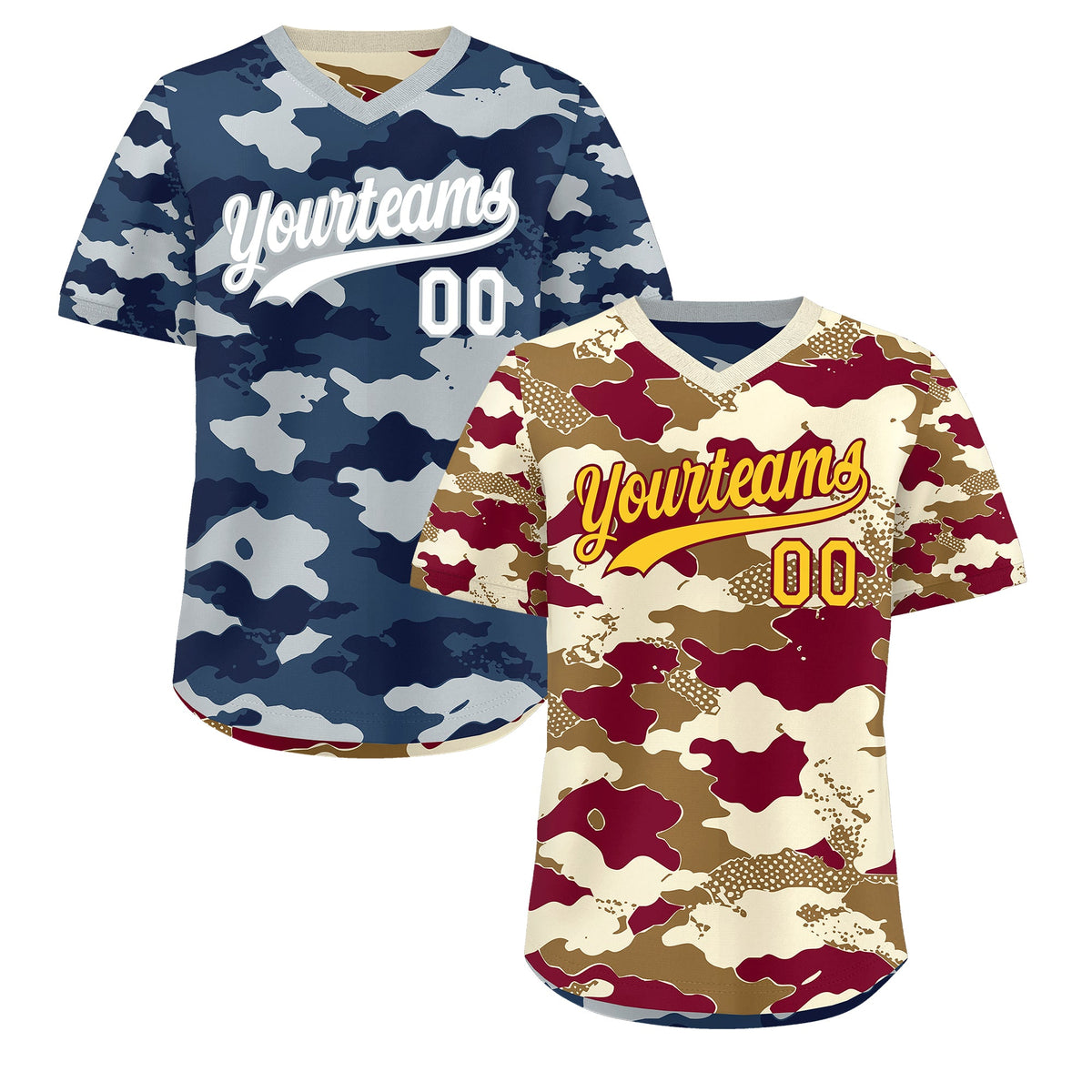 Custom Camel Cream Navy Reversible Camo Breathable Baseball Jersey| KXKSHOP