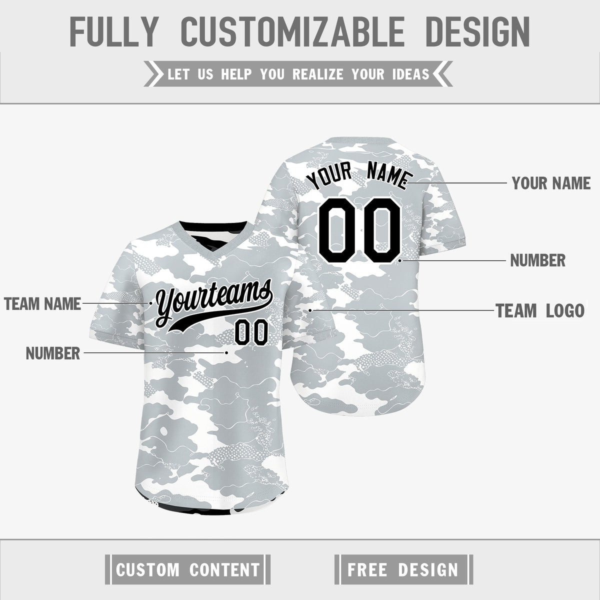 Custom White Black Reversible Camo Breathable Baseball Jersey| KXKSHOP