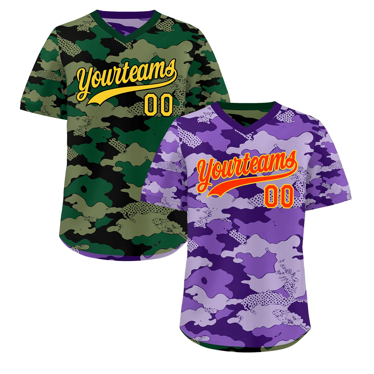 Custom Light Purple Dark Green Reversible Camo Lightweight Baseball Jersey| KXKSHOP