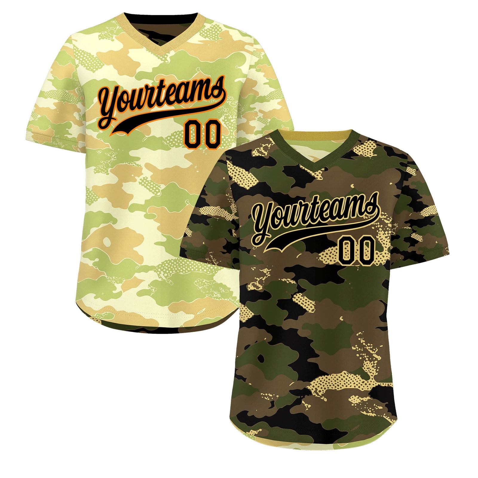 Custom Olive Light Brown Khaki Reversible Camo Lightweight Baseball Jersey| KXKSHOP