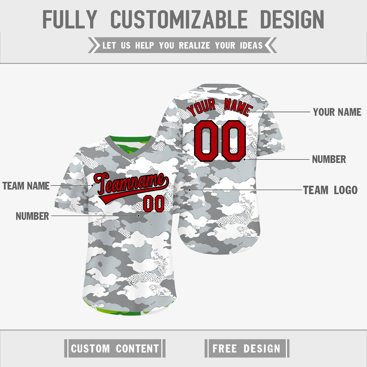 Custom Silver Light Green Reversible Camo Lightweight Baseball Jersey| KXKSHOP
