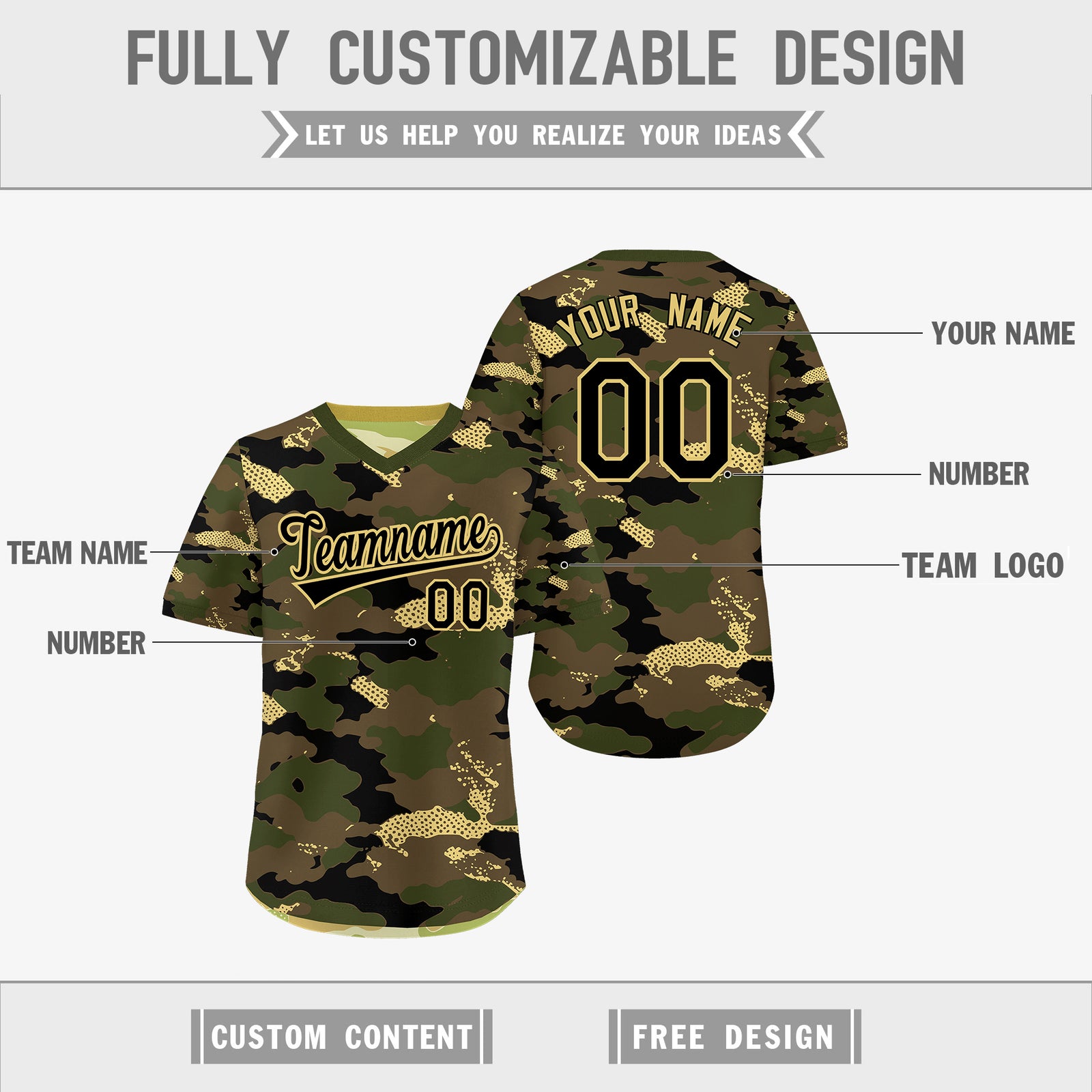 Custom Olive Light Brown Khaki Reversible Camo Lightweight Baseball Jersey| KXKSHOP