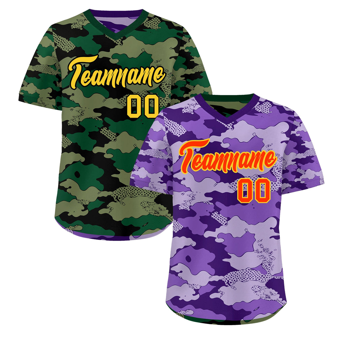 Custom Light Purple Dark Green Reversible Camo Lightweight Baseball Jersey| KXKSHOP