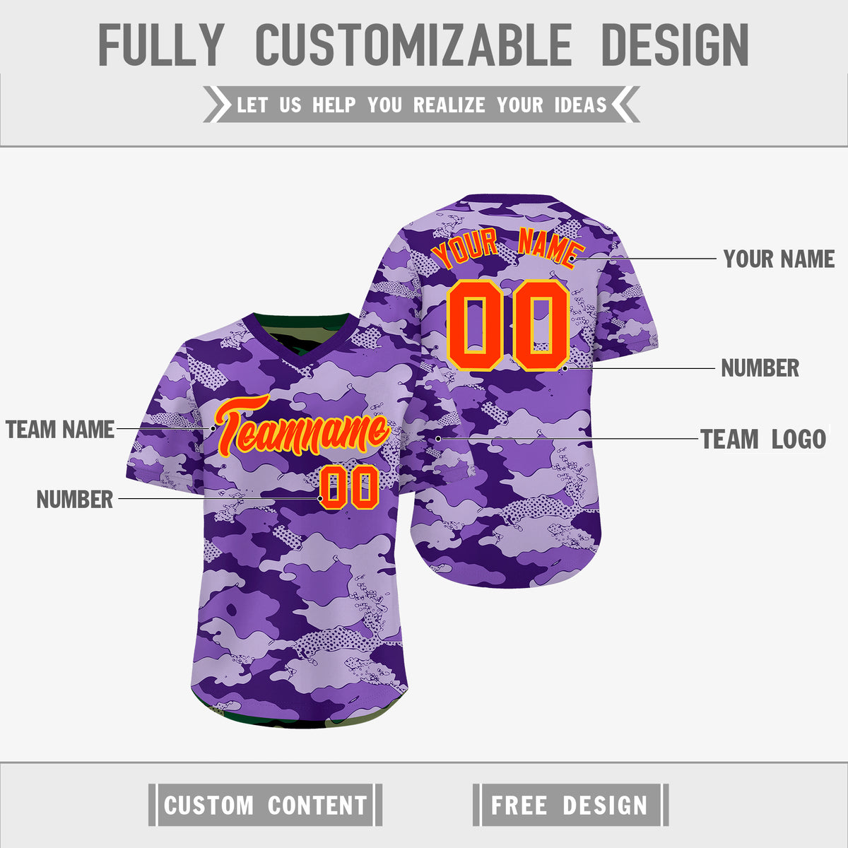 Custom Light Purple Dark Green Reversible Camo Lightweight Baseball Jersey| KXKSHOP