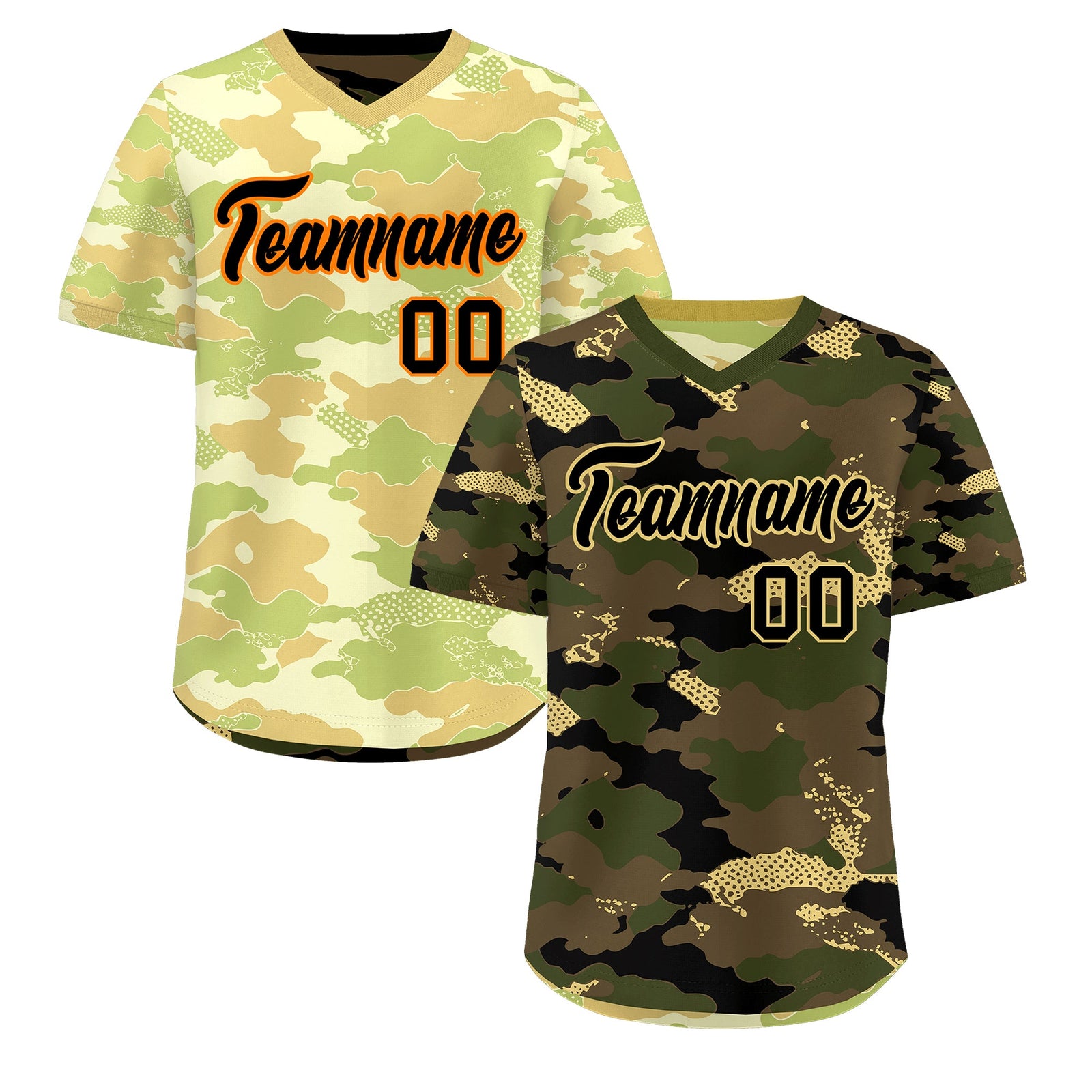 Custom Olive Light Brown Khaki Reversible Camo Lightweight Baseball Jersey| KXKSHOP