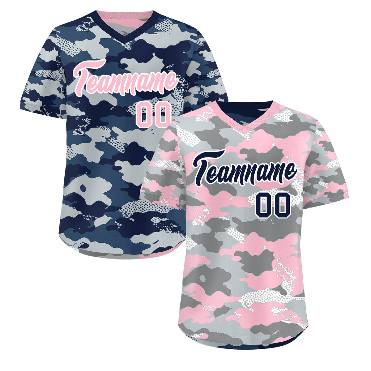 Custom Silver Gray Light Pink Reversible Camo Lightweight Baseball Jersey| KXKSHOP