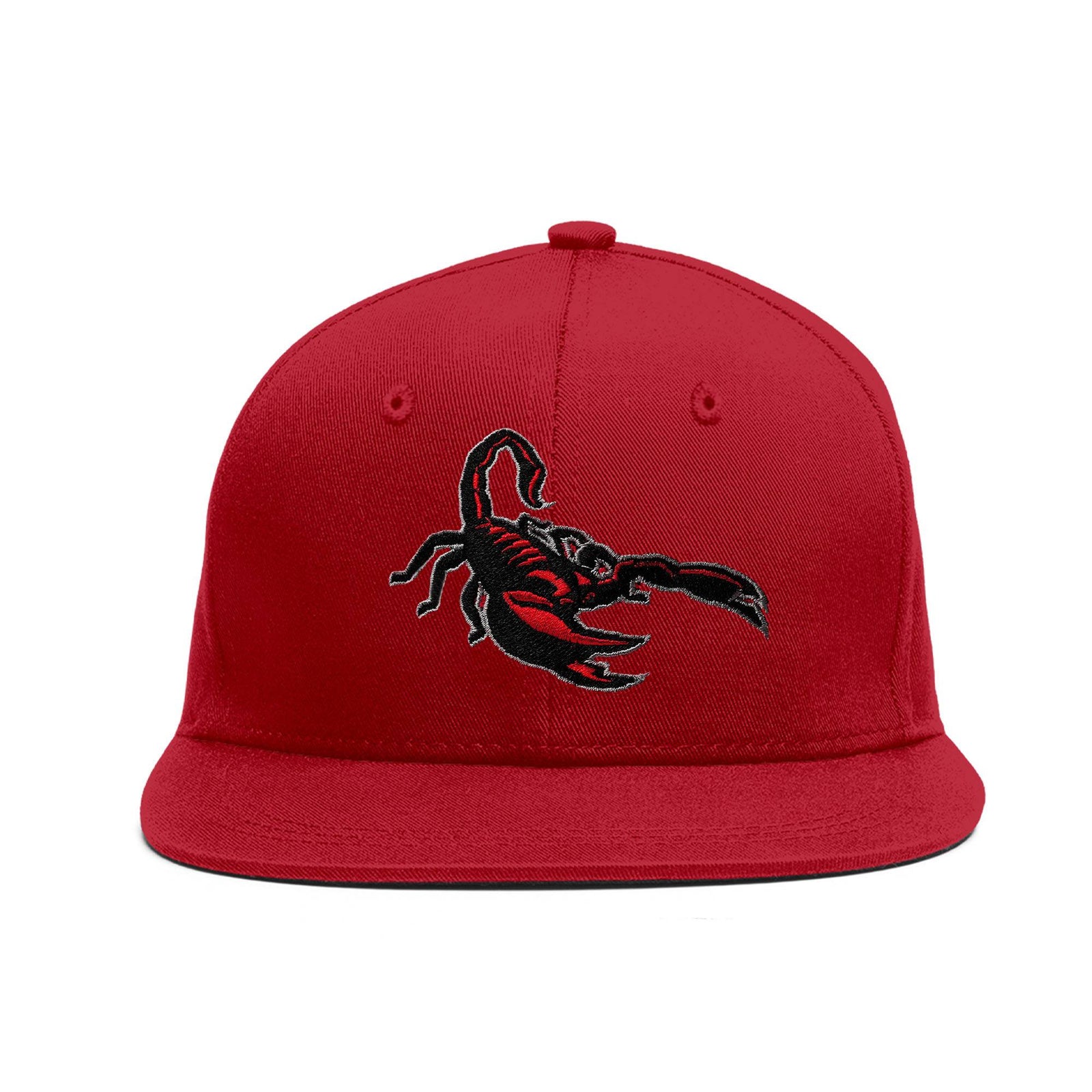 Custom White 3D Puff Embroidery Flat Embroidery Flat Eaves Sport Baseball Cap Design for Men/Women/Youth-Red
