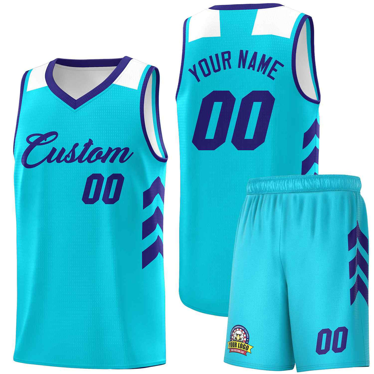 Custom Aqua Royal Classic Sets Sports Uniform Basketball Jersey