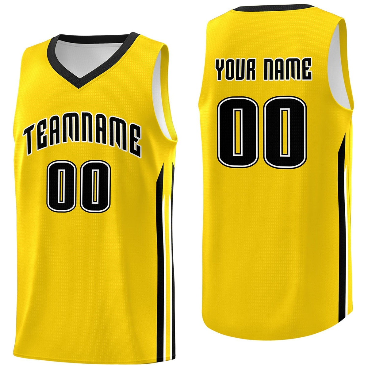 Custom Yellow Black Classic Tops Athletic Casual Basketball Jersey