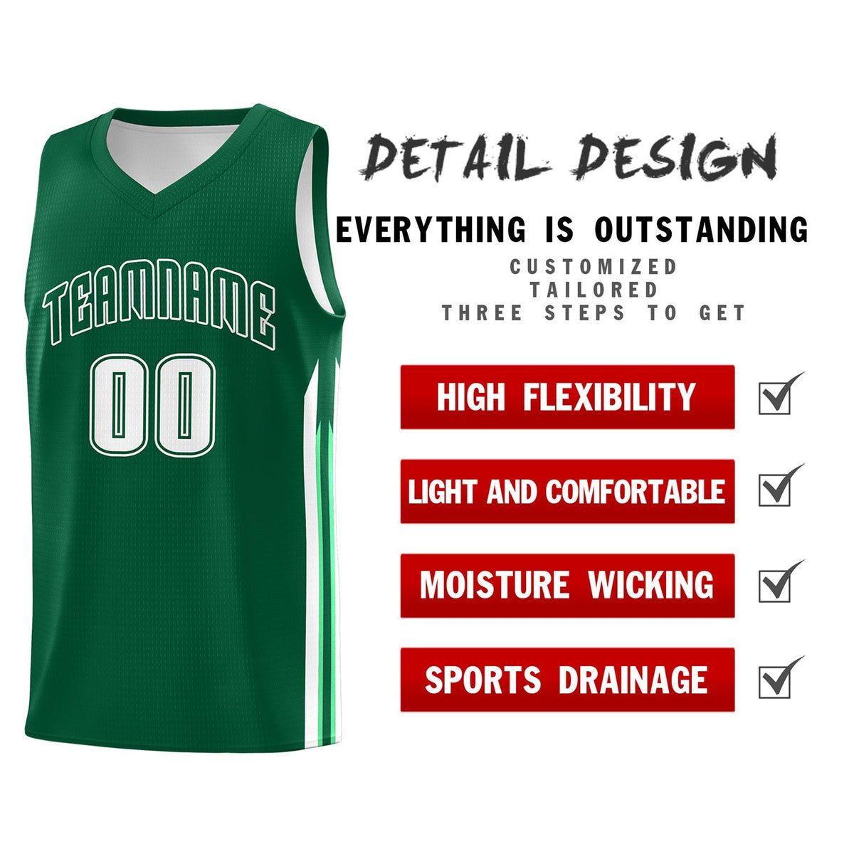 Custom Green White Classic Tops Sport Game Basketball Jersey