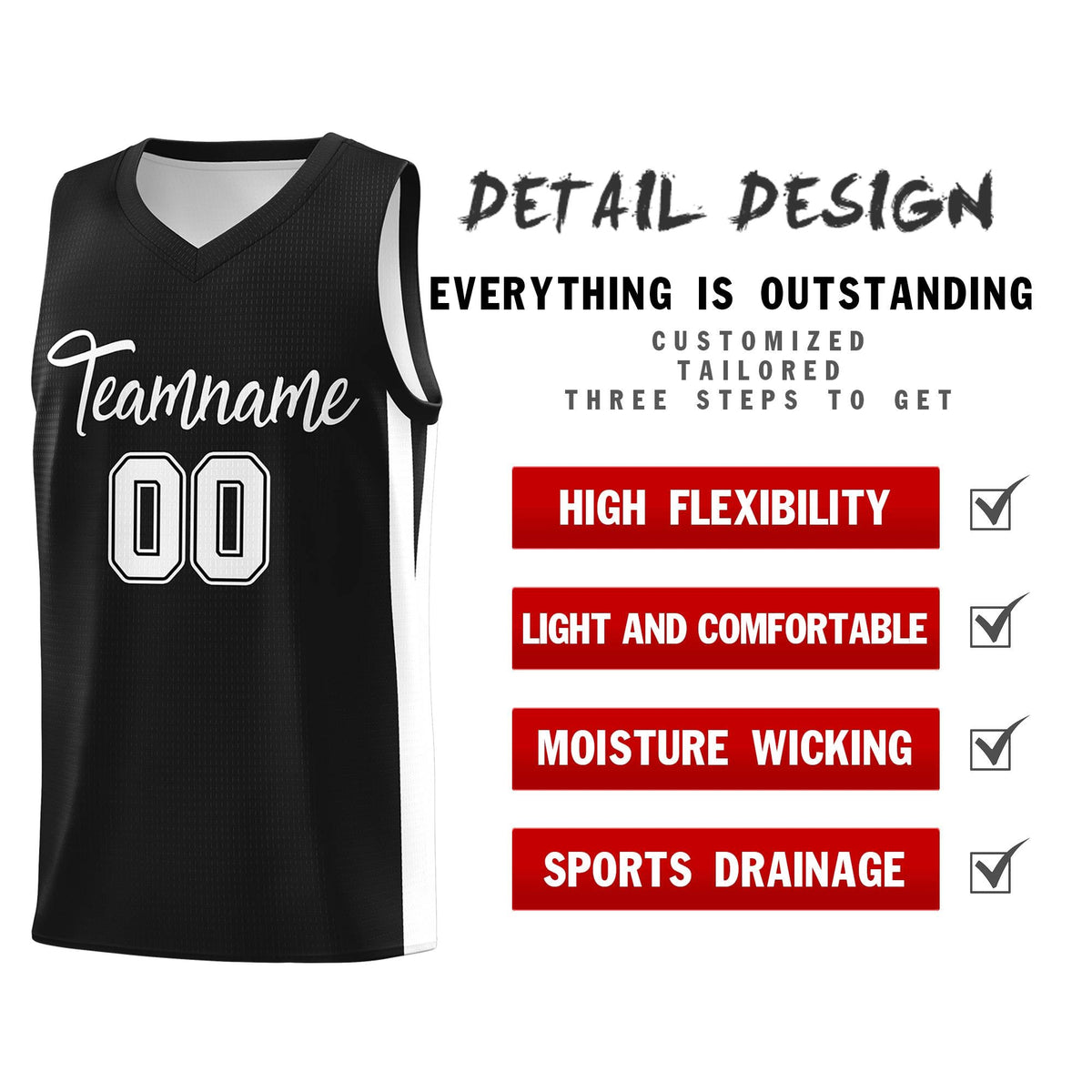 Custom Black White Classic Tops Basketball Jersey