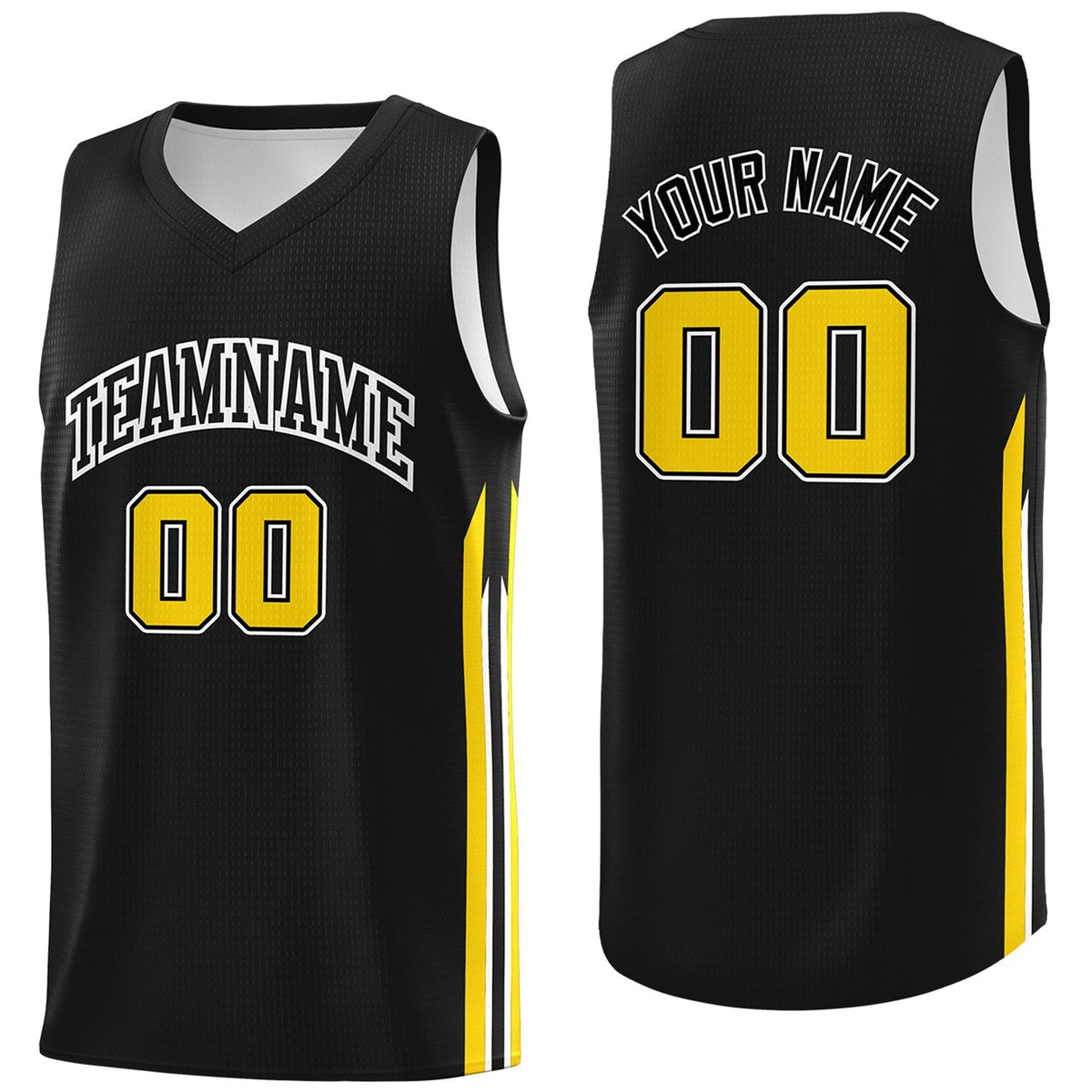 Custom  Black Yellow Classic Tops Sport Game Basketball Jersey