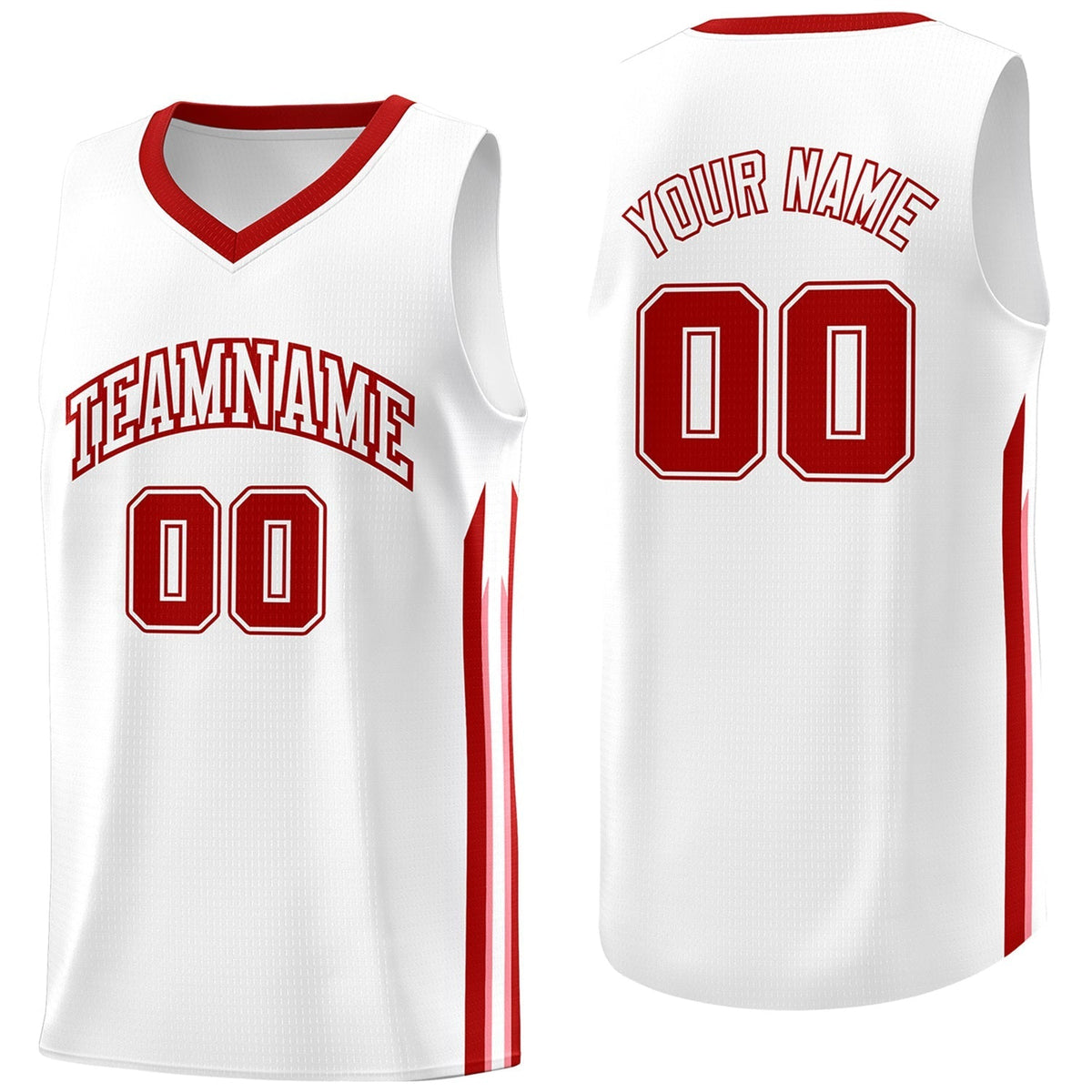Custom White Red Classic Tops Athletic Casual Basketball Jersey