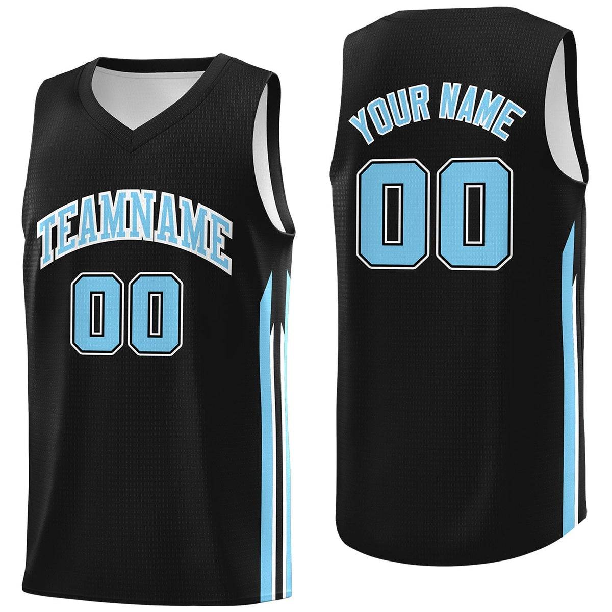 Custom Black Lt Blue Classic Tops Sport Game Basketball Jersey