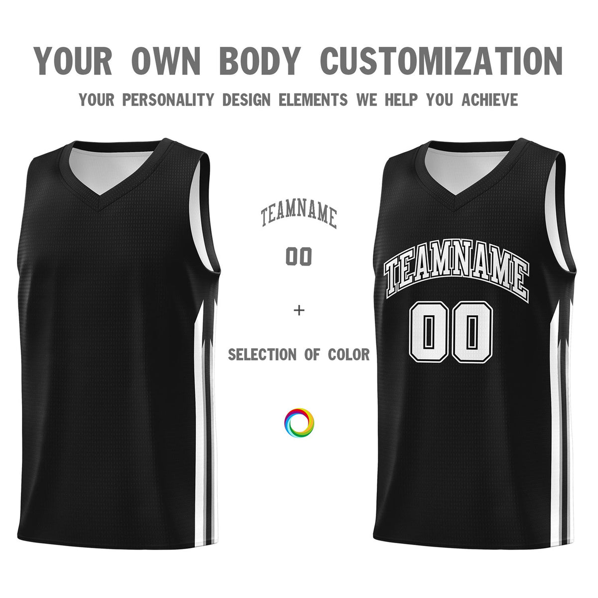 Custom Black White Classic Tops Sport Game Basketball Jersey