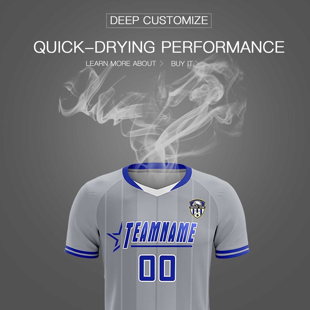 Custom Gray Classic Striped Personalized Soccer Tops/Sets Jersey
